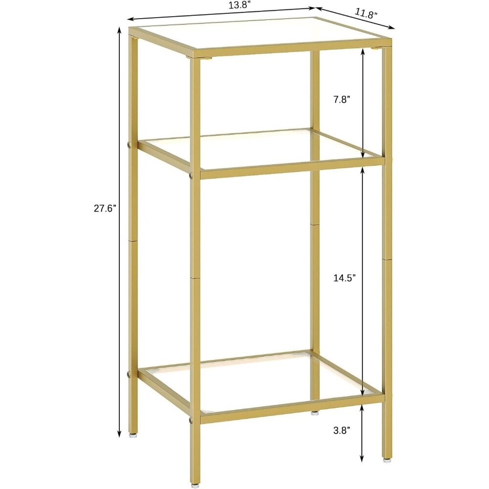 New 3-Tier Side Tables Set of 2 Tempered Glass Tables with Storage for Room - Picture 3 of 12